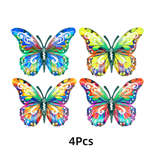 4Pcs Butterfly Metal Wall Decor,Outdoor Hanging Wall Art Sculptures Decoration
