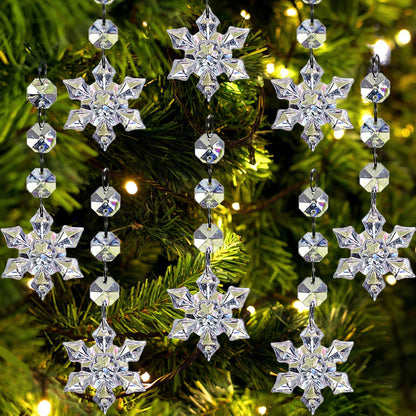 30Pcs Snowflake Crystal Christmas Ornaments for Tree Decorations, Hanging Clear Acrylic Snowflake Ornaments