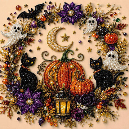 Halloween Ghost Pearl Art DIY Kit, 10x10 Inch, Spooky Cute 3D Diamond Painting Crafts