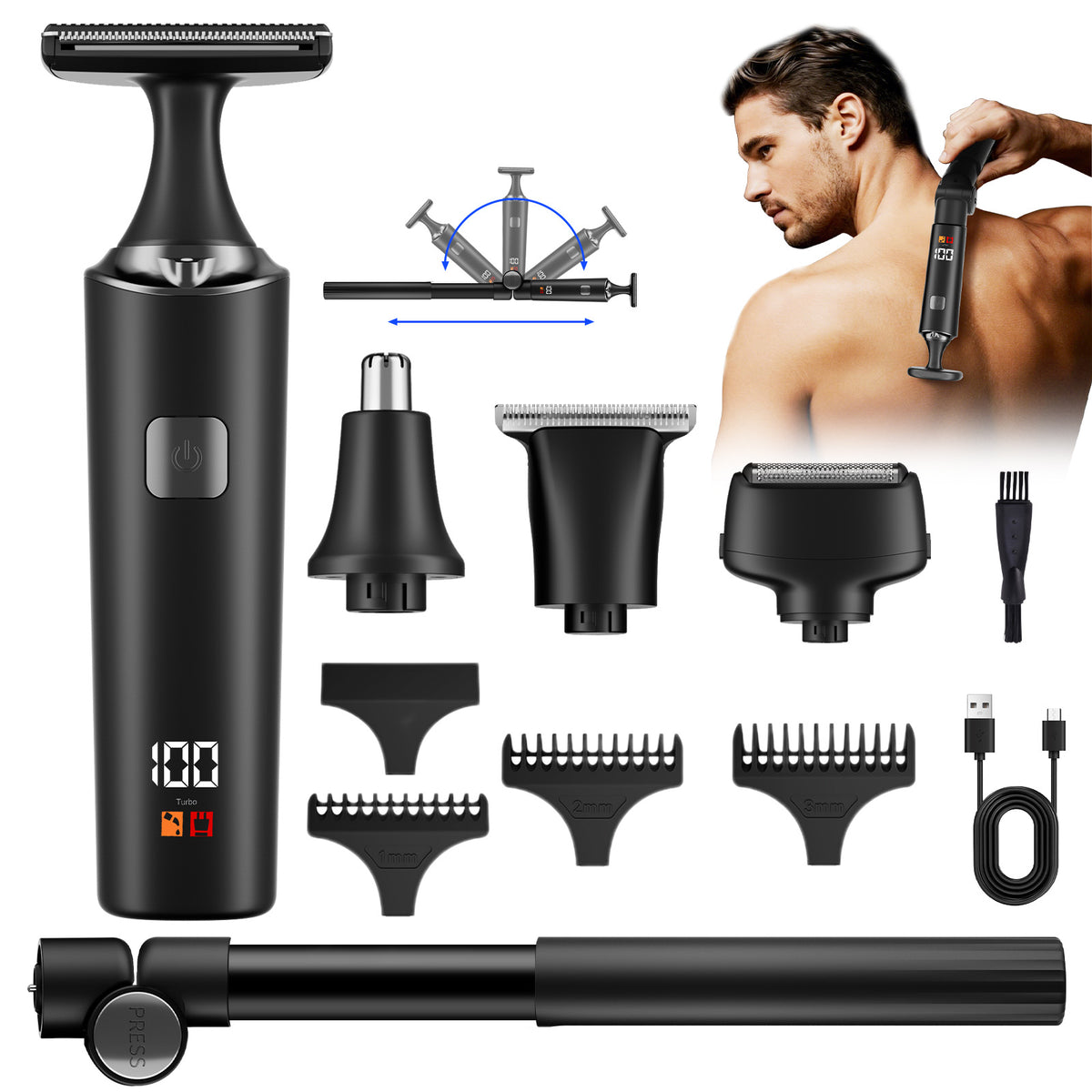 4-in-1 Adjustable Cordless Electric Men's Foil Shaver & Barber Trimmer Kit