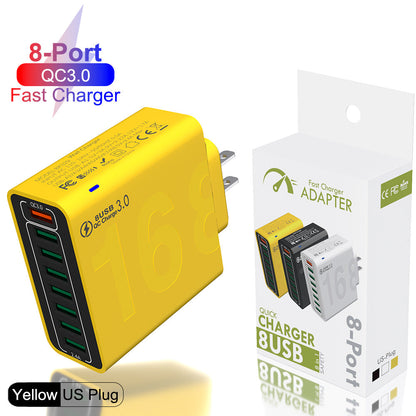 8 Ports with Quick Charger for Smart Phones, Tablets, Devices with Multiple Ports