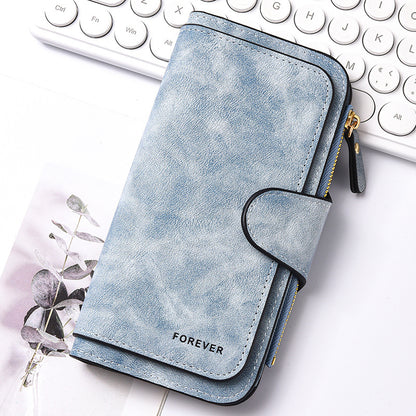 Women's Long Wallet with ID Window and Mini Coin Pouch