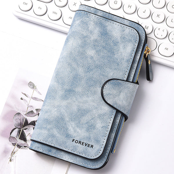 Women's Long Wallet with ID Window and Mini Coin Pouch