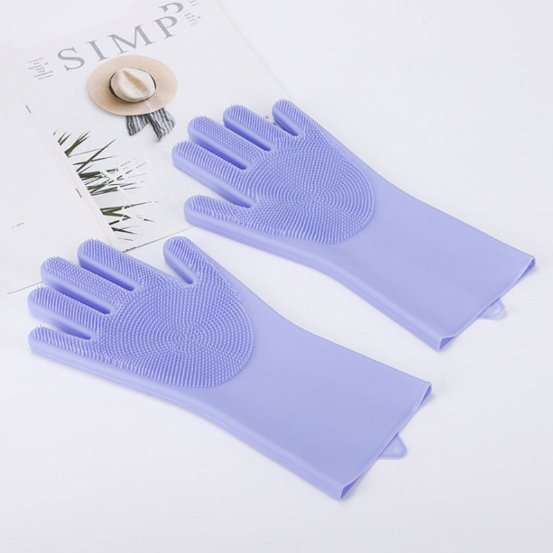 Silicone Gloves with Bristles — Pet Grooming & Care Gloves — Enhanced 5-Finger Massage Gloves