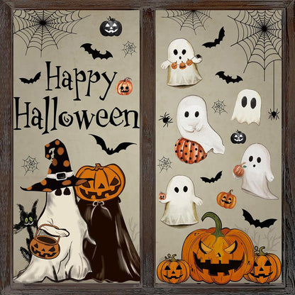 137 Pcs Halloween Window Decorations, Halloween Window Clings, Double Sided Reusable Static Stickers