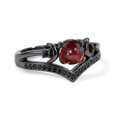 Natural Crystal Triple Moon Godness Ring for Women Adjustable Opening