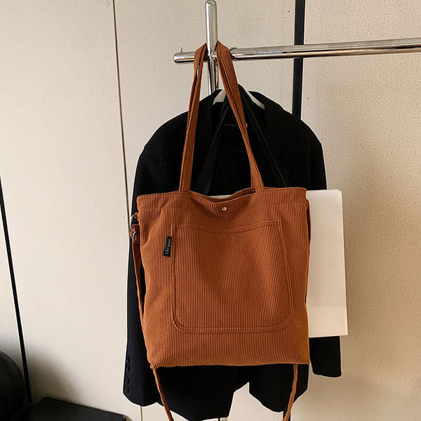 Corduroy Tote Bag for Women Girls Classic Corssbody Tote Bag with Adjustable Strap