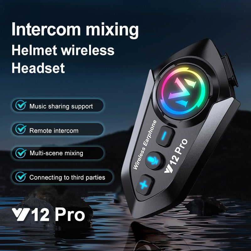 Y12Pro Motorcycle Intercom Helmet Bluetooth 5.4 Headset with 2-in-1 Mic IP56 Waterproof