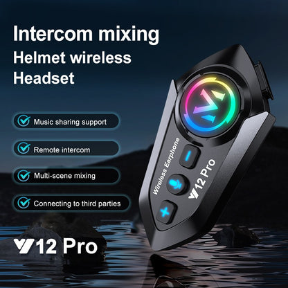 Y12Pro Motorcycle Intercom Helmet Bluetooth 5.4 Headset with 2-in-1 Mic IP56 Waterproof