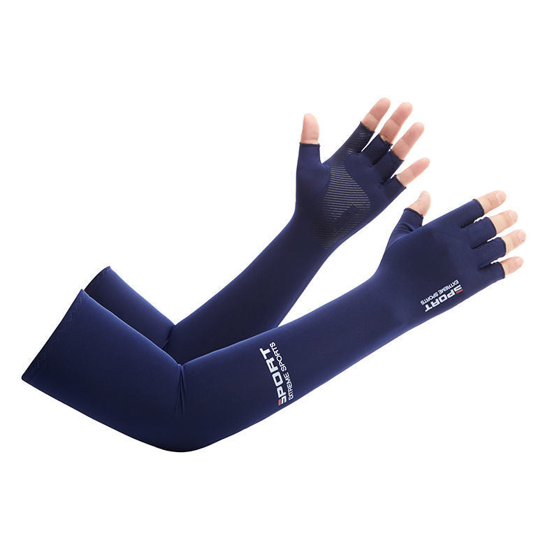 1 Pair Nylon Elastic Ice Silk Body Stockings Sunscreen Anti-UV Arm Sleeve With Finger Covers