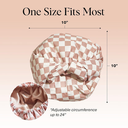 Luxury Satin-Lined Flexi Shower Caps Reusable Waterproof - Large Wide Shower Cap for Women