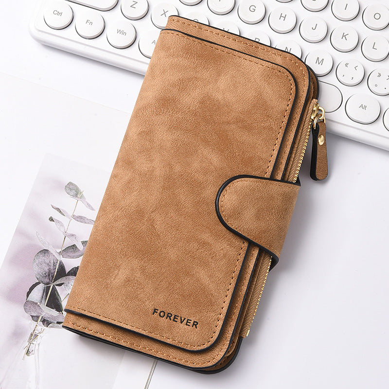 Women's Long Wallet with ID Window and Mini Coin Pouch