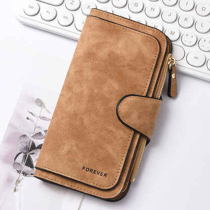 Women's Long Wallet with ID Window and Mini Coin Pouch