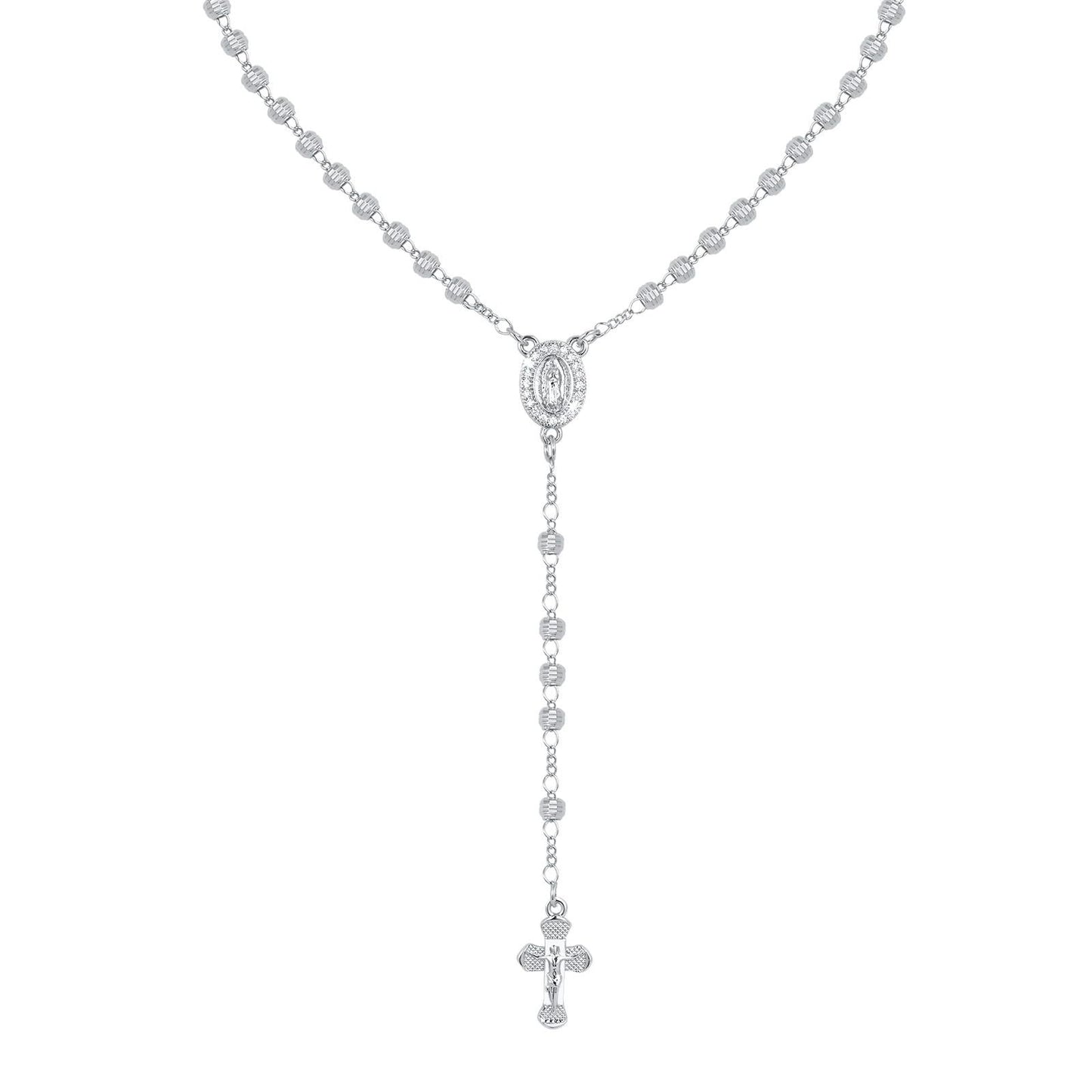 Virgin Mary Cross Rosary Necklace for Women,Virgen de Guadalupe Catholic Cross Beads