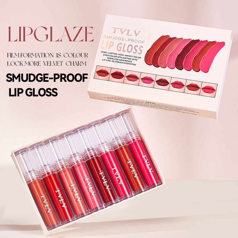 8-Piece Velvet Matte Lip Gloss Set – Waterproof, Long-Lasting & Moisturizing