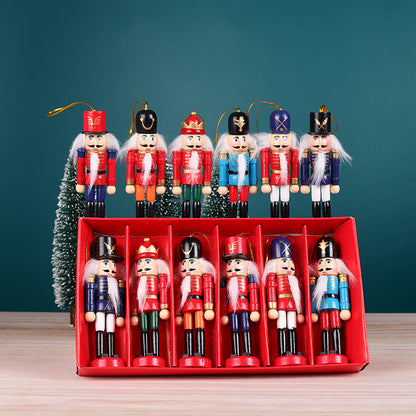 6pcs Nutcracker Ornaments Wooden Soldier Dolls Christmas Decorations