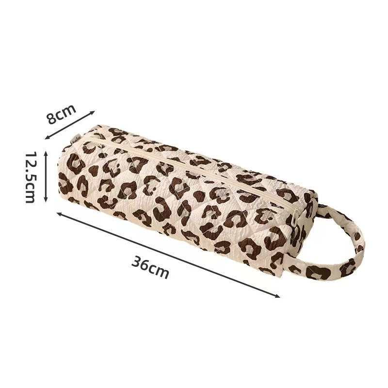 Quilted Multi‑Purpose Storage Bag, Portable Zipper Cosmetic Makeup Pouch with Handle