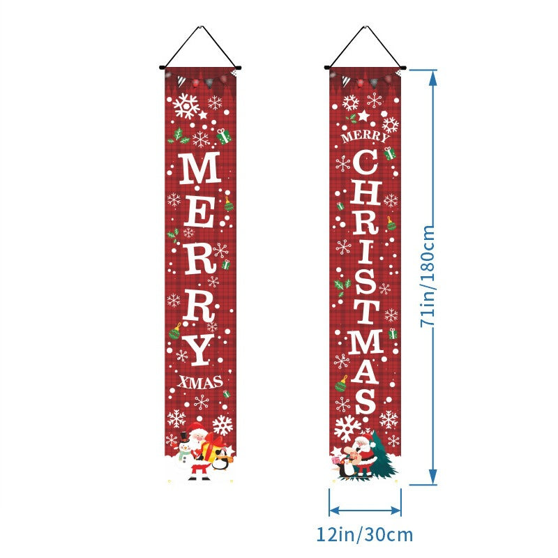 1 Set Christmas Porch Banner Set 78×12 Inch Santa and Snowman Door Banner Xmas