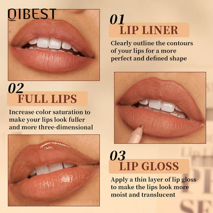 12-Color Matte Lipstick & Lip Liner Set (Wood-Cased)