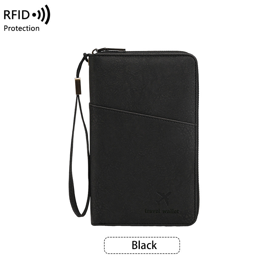 Family Passport Holder Wallet RFID Blocking Zippered Passport Wallet