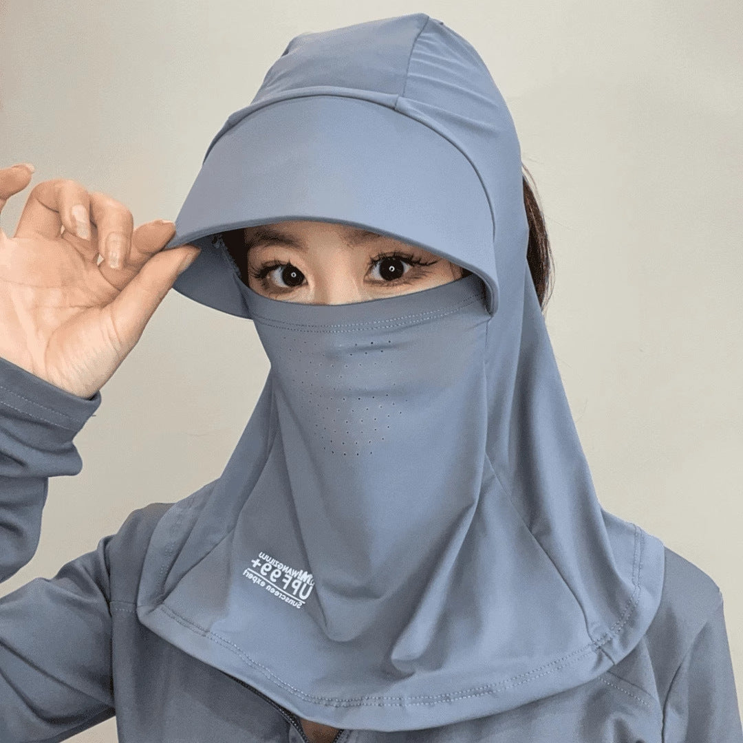Cooling Breathable Balaclava Full Face Mask with Wide Brim Sun UV Protection Hood