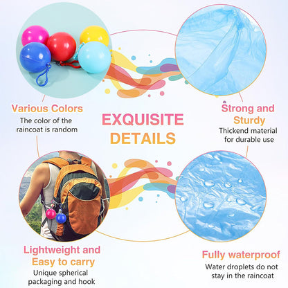 5Pcs Portable Disposable Emergency Raincoats Waterproof Rain Poncho in A Ball