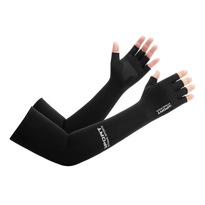 1 Pair Nylon Elastic Ice Silk Body Stockings Sunscreen Anti-UV Arm Sleeve With Finger Covers