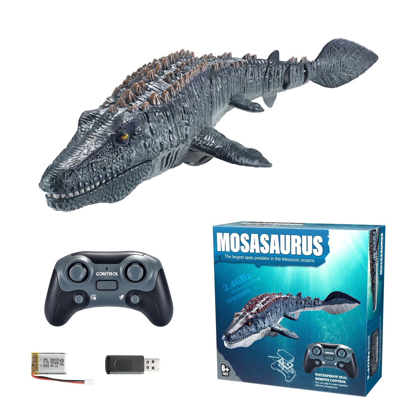 Dinosaur Toys, Upgrade Remote Control Water Toy RC Dino with Light and Spray Water