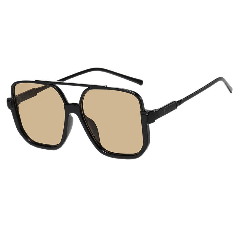 Retro Oversized Aviator Sunglasses for Women Men Square Double Bridge