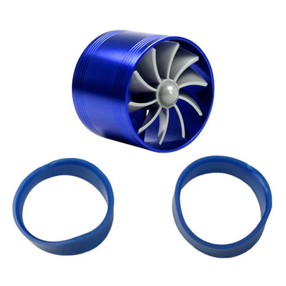 Car Air Intake Turbonator Dual Fan Turbine Super Charger Gas Fuel Saver Turbo