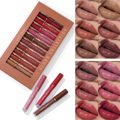 12 Pcs Lip Gloss Set with Glossy and Soft Brush Non-Sticky Moisturizing Lipgloss