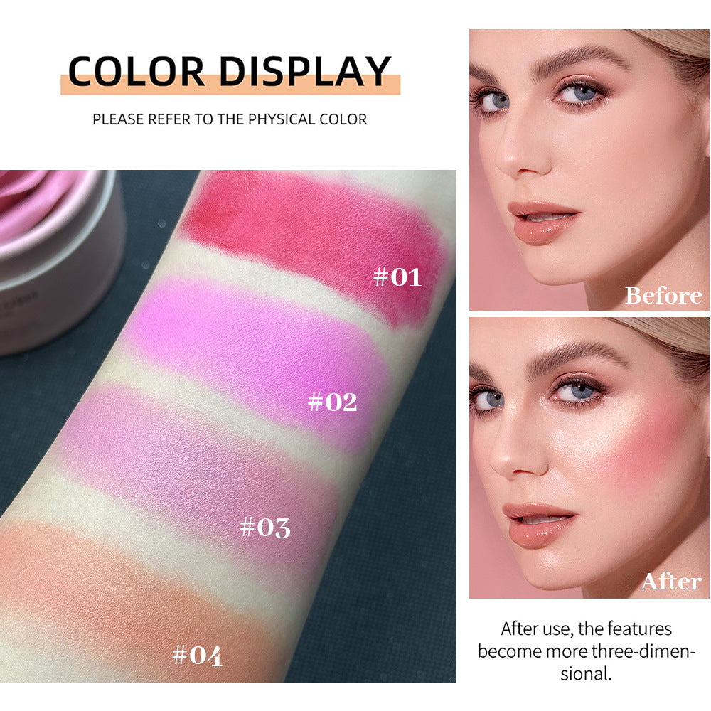 3D Rose Makeup Flower Petal Blush for Cheeks, Natural Glowing Redness Long Lasting Buildable Color
