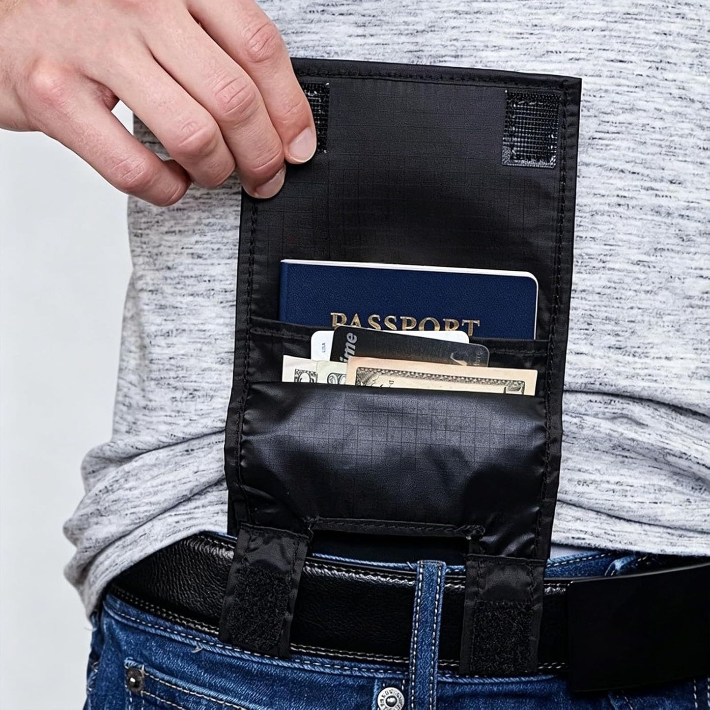 Black Tactical-Style Belt Pouch Quick Access Wallet