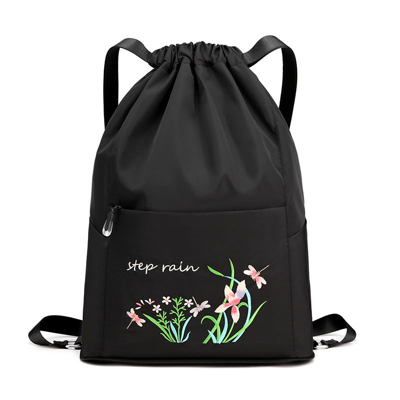 Foldable Women Drawstring Backpack, Shopping Bag, Waterproof Portable Travel Backpack