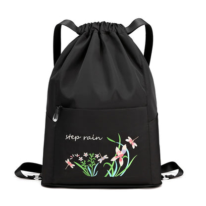 Foldable Women Drawstring Backpack, Shopping Bag, Waterproof Portable Travel Backpack