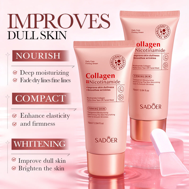 Korean Collagen & Niacinamide Peel-Off Face Mask - Overnight Use, Firming, Hydrating, Nourishing