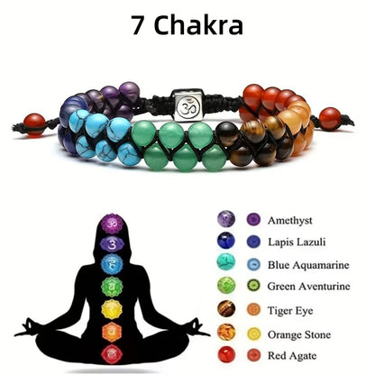 7 Chakra Beaded Bracelets Anxiety Jewelry | Natural Gemstones Alloy Pendant Adjustable