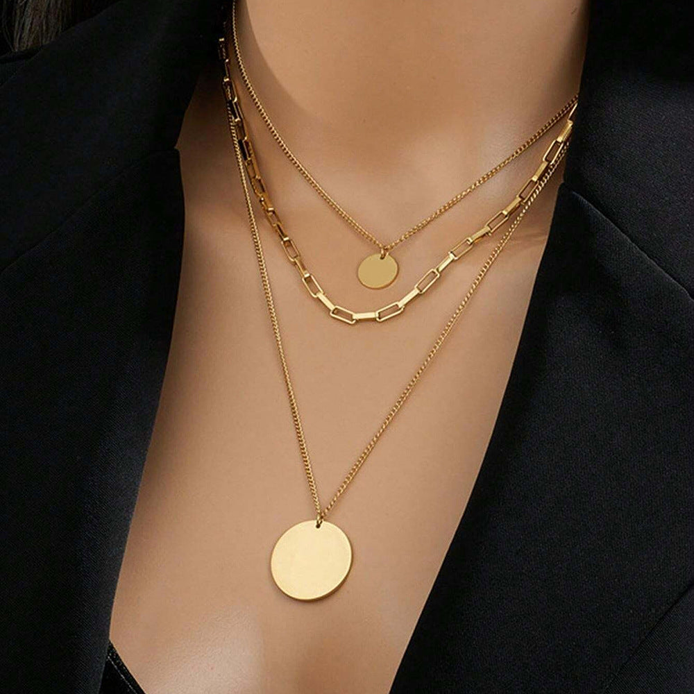 Retro Layered Necklace Featuring Multi-Element Pendants
