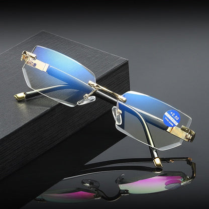 Rimless Photochromic Sunglasses for Men Women Rectangle Reading Glassess