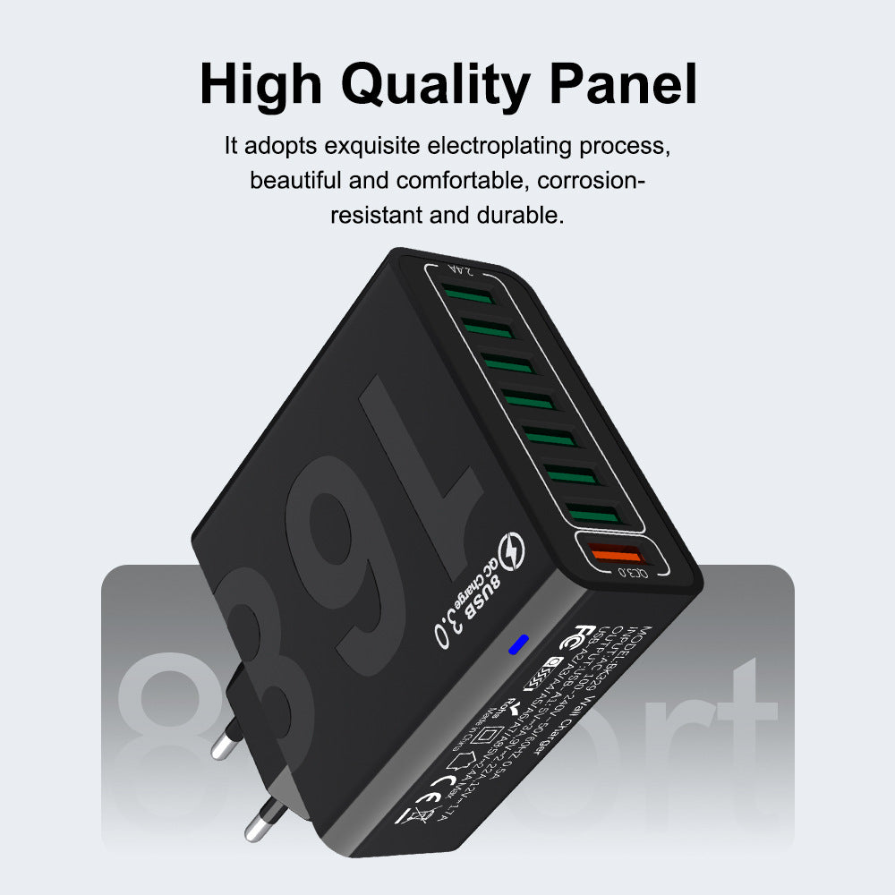8 Ports with Quick Charger for Smart Phones, Tablets, Devices with Multiple Ports