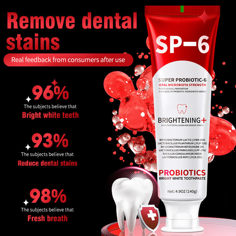 2Pcs SP-6 Probiotic Whitening Toothpaste with 6 Probiotics for Teeth Whitening/Brightening, Enamel-Safe