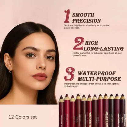 12PCS Lip Liner Pencils Set Pack for Shaping & Sculpting Lips with a Pencil Sharpener