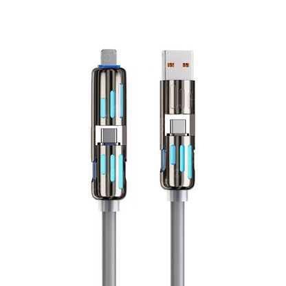 4-in-1 Fast Charging Cable with LED Indicator, 5ft 240W USB C Multi Charger Cord