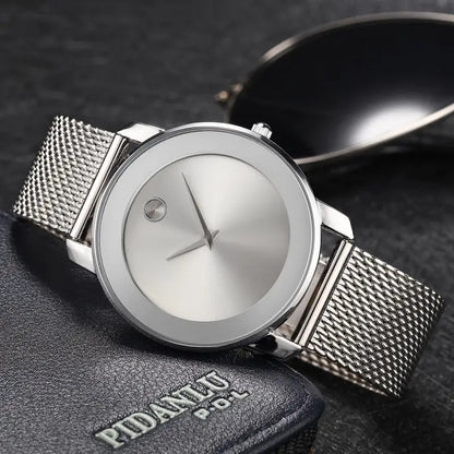 Elegant Minimalist Gold Watch for Women Stainless Steel Mesh Band