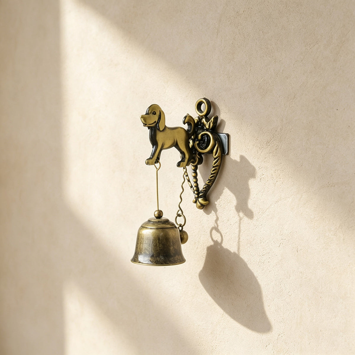 Vintage Hummingbird Doorbell, Wall-Mounted Antique Brass Metal Entry Bell