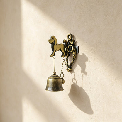 Vintage Hummingbird Doorbell, Wall-Mounted Antique Brass Metal Entry Bell