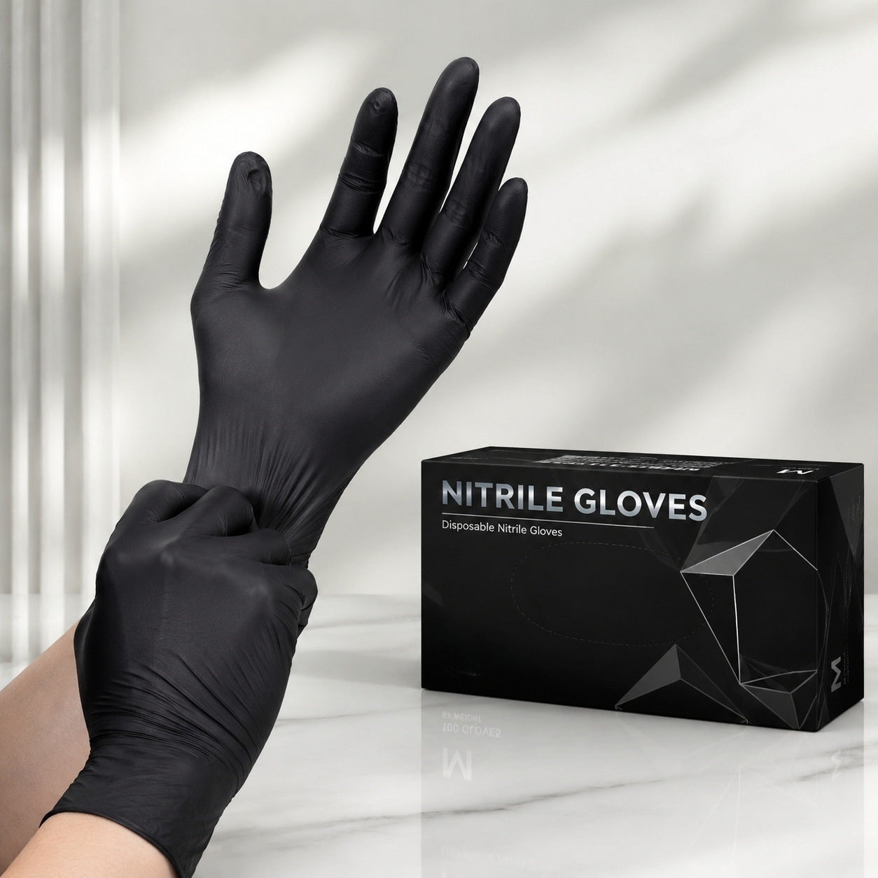 50Pcs Black Disposable Nitrile Gloves, 6Mil Food Safe Cooking Gloves Latex Free Rubber Gloves