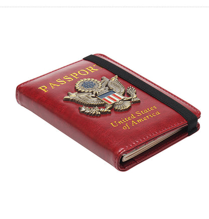 RFID Blocking Passport Holder for Women Men with 3D Metal Badge