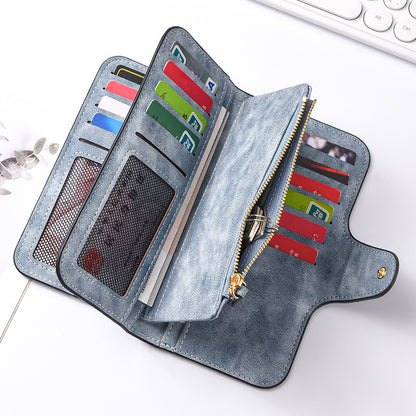 Women's Long Wallet with ID Window and Mini Coin Pouch
