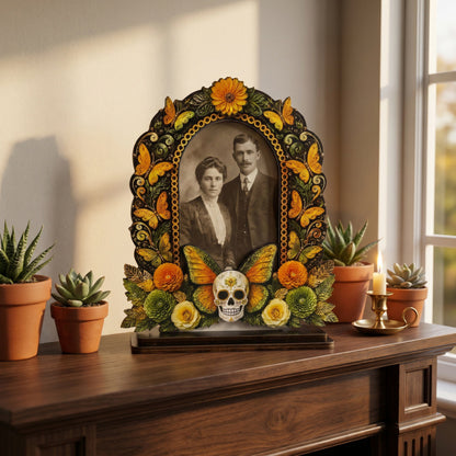 Día de los Muertos Wooden Picture Frame, Mexican Day of the Dead Tabletop Decor